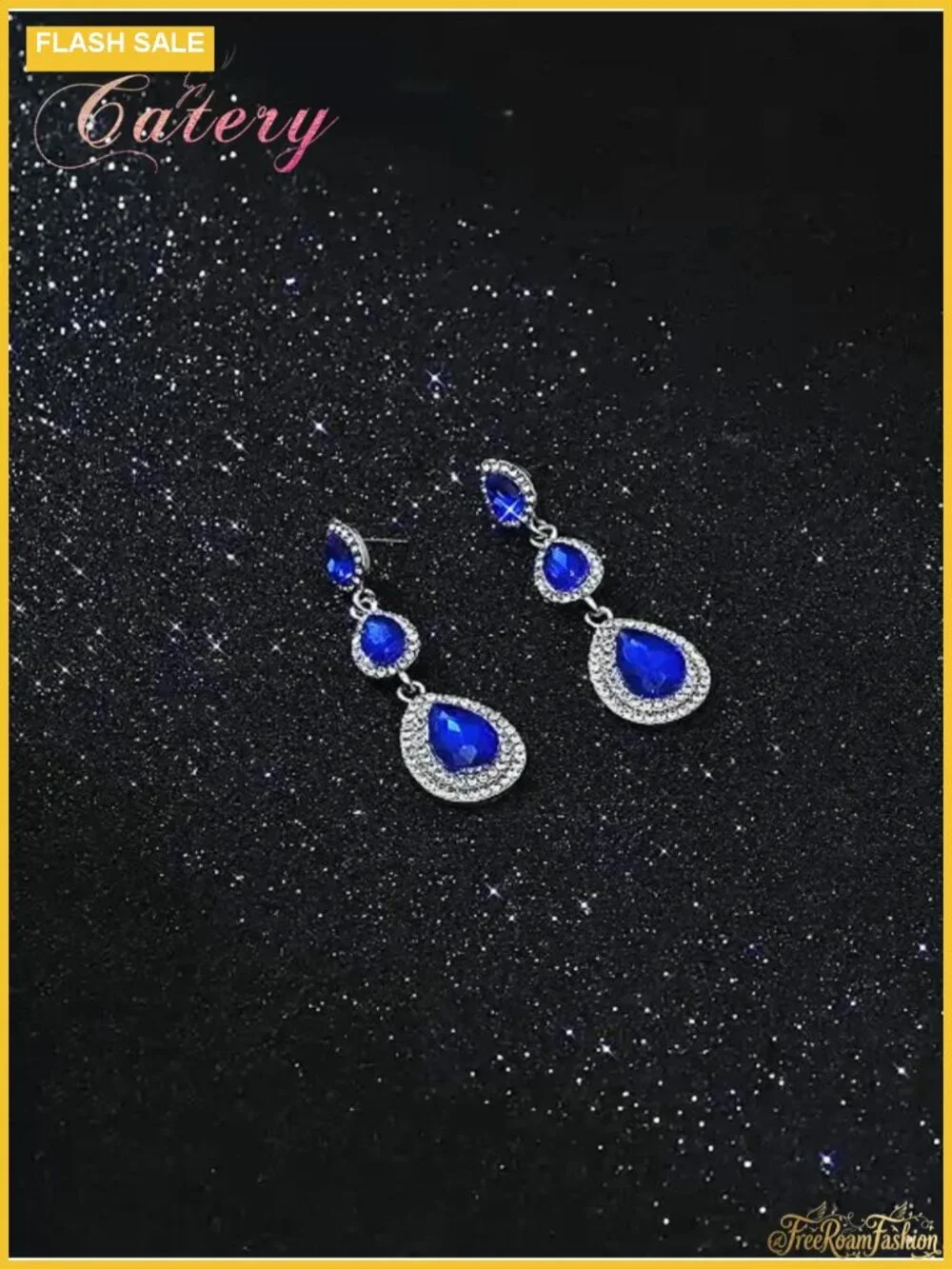 Long Rhinestone Teardrop Dangling Earrings for Women
